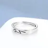 Anillo de Pareja Amor a Primera Vista Anillo de Dedo Grabable Regalo para Amantes Moda Simple Retro Anillo Abierto con Forma de Corazón