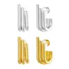 Pendientes de aro de línea multicapa de alta gama de venta caliente transfronterizos europeos y americanos Pendientes geométricos de oro de 18 quilates Joyería de estilo frío Venta al por mayor