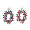 Nova moda temperamento Europa e Estados Unidos design criativo transfronteiriço guirlanda de flores liga incrustada com diamante colorido brincos femininos