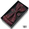 Pajarita para Hombre, Gemelos Jacquard para Boda de Negocios, Set de Tres Piezas con Pañuelo de Bolsillo, Set de Caja de Regalo con Accesorios de Traje de Moda