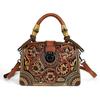 Bolso nuevo de estilo retro europeo y americano, original, con relieve, cierre de pinza, boca de bolsa, cuerda de cáñamo de bambú, de mano, bandolera, doble uso, para mujer