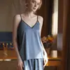 Venda por atacado direto do fabricante: 2026 Novo Modelo Camisola Shorts de Seda Gelada Feminina, Roupa de Dormir Sexy de Seda para Primavera e Verão