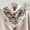 Pañuelo de Seda Estilo Chino Jardín de Suzhou, 70X70 Cm, Pañuelo Cuadrado Pequeño de Seda Artificial para Mujer, Pañuelo de Cabeza Estilo Vintage Primavera y Otoño, Pañuelo Protector de Cuello, Chal