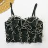 Pulseira de renda de onda embutida em diamante com anel de aço Espinha de peixe cintura superior estilo ocidental folhos babados traseiro tubo superior