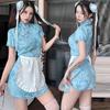 Chinês Pequeno Chef Niang Estilo Japonês Soft Girl Lolita Maid Avental Cos Novo Chinês Cheongsam terno vestido Mulheres