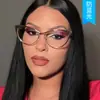 Montura de Media Montura Ojo de Gato Espejo Plano Anti-Luz Azul Montura de Acero y Cuero Personalizada Transfronteriza para Mujer Gafas de Montura Lisa Retro de Moda