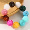 BZ2427 Cuentas Redondas de Nube Geométricas Acrílicas Estilo Bohemio Europeo Hilos Perla de Imitación Pulsera Elástica para Mujer Femenina