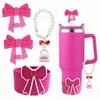 Tampa de Proteção contra Poeira de Canudo de Silicone Stanley Cup Corrente de Copo Decorativa de Pérolas Pingente de Liga Leve Bolsa Pequena Estilo Chanel