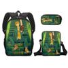 Mochila Escolar de Chainsaw Man de Nueva Cadena Transfronteriza Mochila de Dibujos Animados Set de Tres Piezas Bolsa para Lápices de Poliéster Set de Bolso de Hombro
