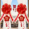 Decoração de Quarto de Casamento, Decoração de Sala de Estar, Cortinas, Caractere de Felicidade Dupla, Enfeites de Flores Puxados à Mão, Decorações Pendentes, Fitas, Suprimentos de Casamento para os Quartos da Noiva e do Noivo