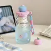 Verano Nuevo Simple Vasos de Plástico para Agua con Popote Vasos Ins de Alto Valor Portátil Gran Capacidad Doble Boquilla Portátil para Niñas