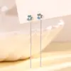 Pendientes de Hilo de Oreja de Zirconia de Flor de Iris Azul Venta al Por Mayor Transfronteriza de Amazon Pendientes de Borla de Trébol Estilo Largo Moda