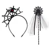 Tiara de Renda Teia de Aranha Tiara Halloween Festival dos Fantasmas Presilha de Cabelo Tiara Decoração de Atividade Teia de Aranha Rosa