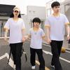 Camisetas de Manga Corta Cuello Redondo de Estilo Similar para Hombre y Mujer con Colores Contrastantes, Camisetas Culturales con Logotipo Imprimible, Ropa Familiar, Algodón Transpirable de Media Manga para Niños