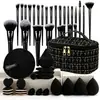 Conjunto de 47 peças de ferramentas de beleza combinação bolsa de cosméticos xiangfeng conjunto de pincéis de maquiagem esponja de maquiagem portátil para lavar viagem maquiagem