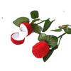Boutique de moda cabeza de flor rosa con rama caja de anillo exquisitos aretes flocado de franela de alta calidad caja de regalo directo de fábrica