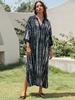 Novo roupão de tie-dye de rayon europeu e americano para férias, solto, plus size, casaco de praia, macacão para a cabeça, saia longa, blusa de biquíni