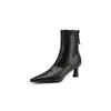 Combina bien con un abrigo~Botines elásticos de punta fina estilo francés para mujer, botines cortos de tacón de aguja alto, botines elegantes de una sola pieza