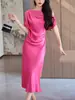 Nuevo Estilo Real Frío Hermana Elegante Gama Alta Exquisito Diseño de Hombro Vestido de Ácido Acético para Mujer Verano de Gama Alta
