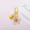 Llavero de flor de resina hueca transparente de colores, colgante de campana lindo, decoración de bolso femenina, regalo pequeño