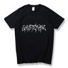 Verão 2025 Top de Manga Curta Estilo Dark Europeu e Americano Estampado para Homens e Mulheres Camiseta Casual Gótica para Casal