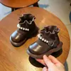 Botines para bebé niña, nuevos modelos de otoño e invierno, zapatos para caminar para bebés y niños pequeños, botitas de cuero para niños, botitas de cuero para niñas con suela suave, estilo princesa