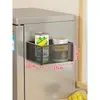 Prateleira Magnética de Armazenamento para Geladeira Montada na Parede Lateral Cesta Suspensa para Temperos Suprimentos de Cozinha Cesta Suspensa para Armazenamento de Filme Plástico Sem Furos
