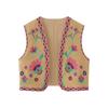 Spot Aliexpress Transfronterizo 2025 Nuevo Chaleco Cardigan sin Mangas con Decoración de Bordado de Flores Retro
