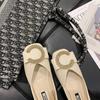 Zapatos de Cuero de Punta Cuadrada Estilo Coreano para Primavera y Otoño Zapatos de Barco de Gamuza con Tacón Bajo Decorado Curvo Zapatos Perezosos