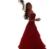 Vestido Longo Estilo Férias em Chiffon Vinho com Estampa Floral, Cintura Marcada e Barra Larga com Babados