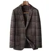 Traje Casual para Hombre 2026 Primavera y Otoño Lujo Ligero Negocios Cuadros Un Botón Blazer de Moda para Hombres Jóvenes y de Edad Media