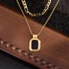 Collar de doble capa apilado con diseño personalizado, con gota de pegamento negra, ligero, de lujo, estilo nicho, de alta gama, de cadena de lana para celebridades de Internet.