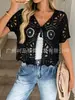 Cárdigan de punto calado con cordones, estilo europeo y americano transfronterizo para mujer, nuevo top corto de verano estilo bohemio para vacaciones