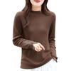 Llegada Nueva Primavera y Otoño 2024 Suéter de Lana Peinada Cuello Alto Falso para Mujer Camiseta Base con Incrustaciones de Diamantes Color Sólido Ajuste Delgado Top Delgado