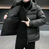 Jaqueta de Penas Masculina com Capuz Removível, Nova Jaqueta Puffer de Penas de Pato de Alta Qualidade à Prova de Frio e Mantém Aquecido