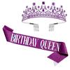 Corona de cumpleaños más vendida transfronteriza, conjunto de cumpleaños para niña, corona de diamantes de imitación para niña, cinta ritual