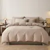 Conjunto de Jacquard Tingido Estilo Nórdico de Quatro Peças em Algodão Puro Algodão Lavado Estilo Simples Capa de Edredom Duplo Lençol de Cama Roupa de Cama para Quatro Estações