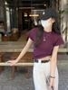 [Algodón Seleccionado] Camiseta Corta de Puro Algodón de Cintura Alta para Mujer, Nuevo Estilo Verano 2026, Top Raglán de Cuello Redondo, Camiseta Básica de Manga Corta