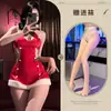 MeMoon Lencería Espalda Descubierta Halter Corte Estratégico Otoño Invierno Navidad Vestido Uniforme Conjunto Atuendo Sexy Navideño
