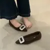 Zapatos de Invierno para Mujer Estilo Francés, Hebilla Cuadrada con Pedrería, Felpa de Lana, Grises, Peludos, Puntiagudos, Bajos, Transpirables, para Fiesta
