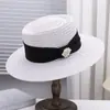 Sombrero de Paja de Tejido de Paja con Cinta Tejida de Pedrería Estilo Coreano Elegante de Moda para Mujer Verano Viajes al Aire Libre Sombrero de Sol de Tejido de Paja Adelgazante
