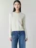 Suéter de Cashmere Puro 100% Espesso de Alta Qualidade com Sete Agulhas Dupla Fio 26S para Mulheres, Gola Redonda, Corte Justo, Suéter de Cashmere de Cintura Alta