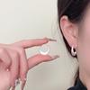 Aretes de Gancho de Luna Escarchada Simple para Mujer, Pequeños y Exquisitos, de Moda Ligera de Lujo, Gancho para la Oreja Versátil, Aretes de Hebilla para la Oreja Elegantes de Alta Gama