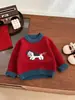 Suéter Rojo Grueso para Niños de Año Nuevo Estilo Nuevo Lindo Caballo de Dibujos Animados Ropa de Año Nuevo para Bebé Festiva Versátil