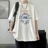 Verano Nueva Camiseta de Seda de Hielo a la Moda Suelta Estilo Hong Kong Estampada Cuello Redondo Manga Corta Camiseta Moda Femenina Combinable Camiseta Fresca