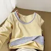 Camiseta Retro Coreana de Cuello Redondo Falsa de Dos Piezas de Manga Corta para Mujer en Verano, Diseño de Bloques de Color de Alta Gama, Corte Ajustado, Top Corto