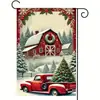 Nova bandeira de jardim de Natal Amazon transfronteiriça com boneco de neve e árvore de Natal, bandeira de linho para feriado para pátio externo