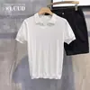 Direto do fabricante: Camisa polo de tricô masculina de verão, nova, slim fit, estilo business, com decote V