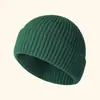 Gorro de Punto Negro Unisex con Hilo de Mecha Elástico Alto, Gorro de Punto Liso, Circunferencia de Cabeza Grande, Efecto Adelgazante del Rostro, Gorro Calavera