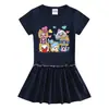 Verano 2023 Nuevo Ropa Infantil Coreana Vestido de Manga Corta Falda Delgada Plegada para Bebé de Media Manga
